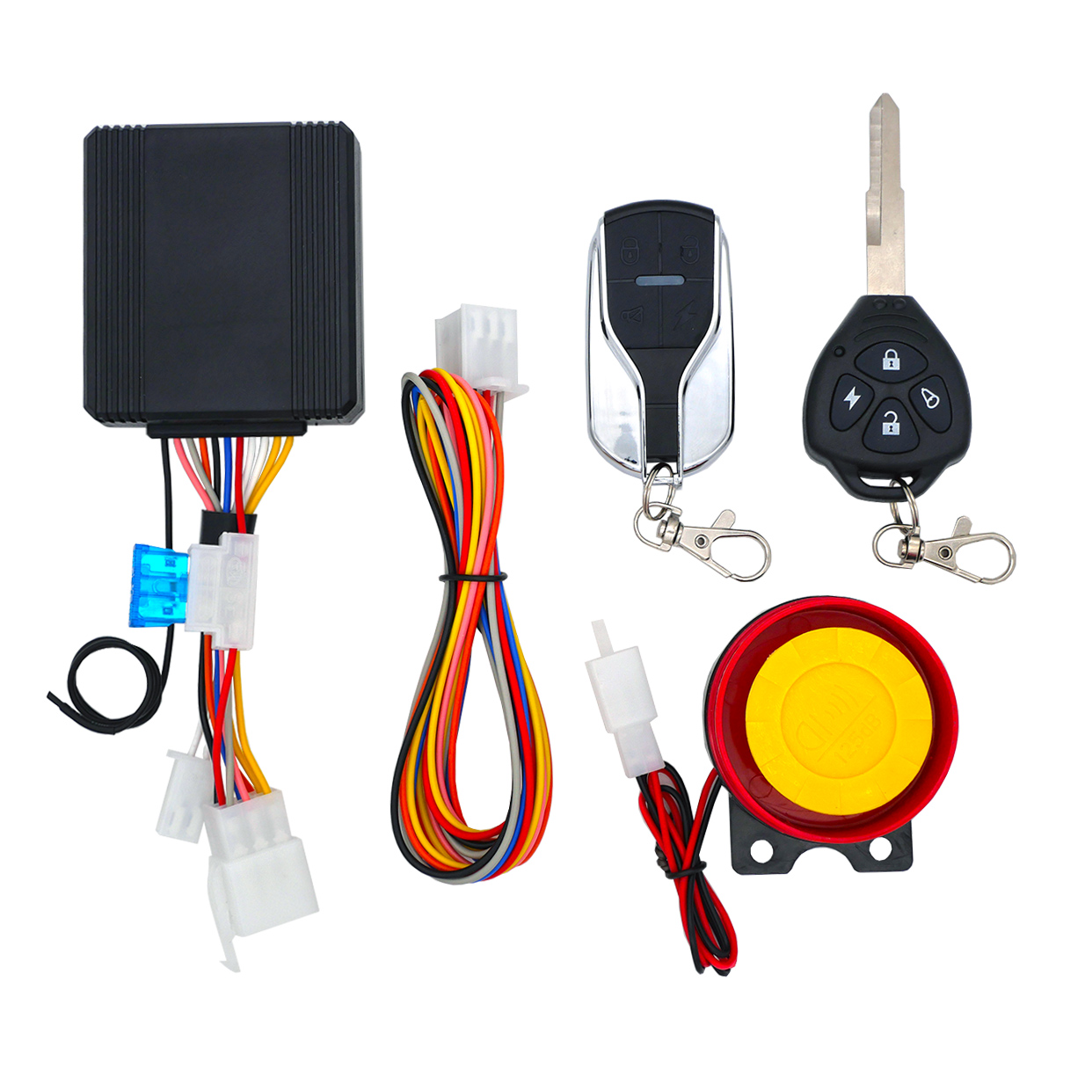 Dropper Post Remote - ระบบสัญญาณกันขโมยรถจักรยานยนต์รีโมทคอนโทรลไร้สายเครื่องยนต์สตาร์ทหยุดด้วยรีโมทคอนโทรลคีย์โมดูลฮอร์นสําหรับรถจักรยานยนต์ 12V