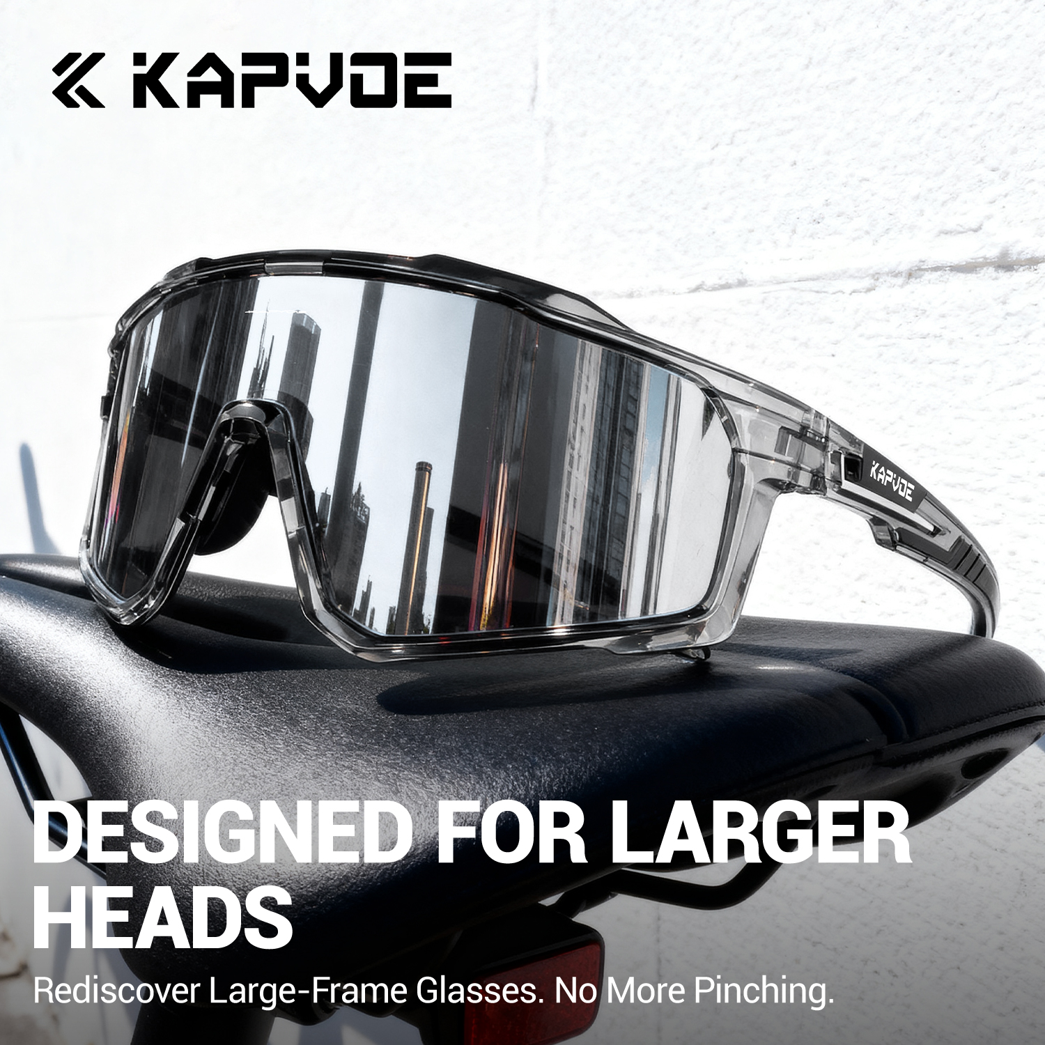 Mountain Biking Glasses - แว่นกันแดดปั่นจักรยาน KAPVOE ขนาดใหญ่ ป้องกันรังสียูวี 400 สำหรับกีฬากลางแจ้ง
