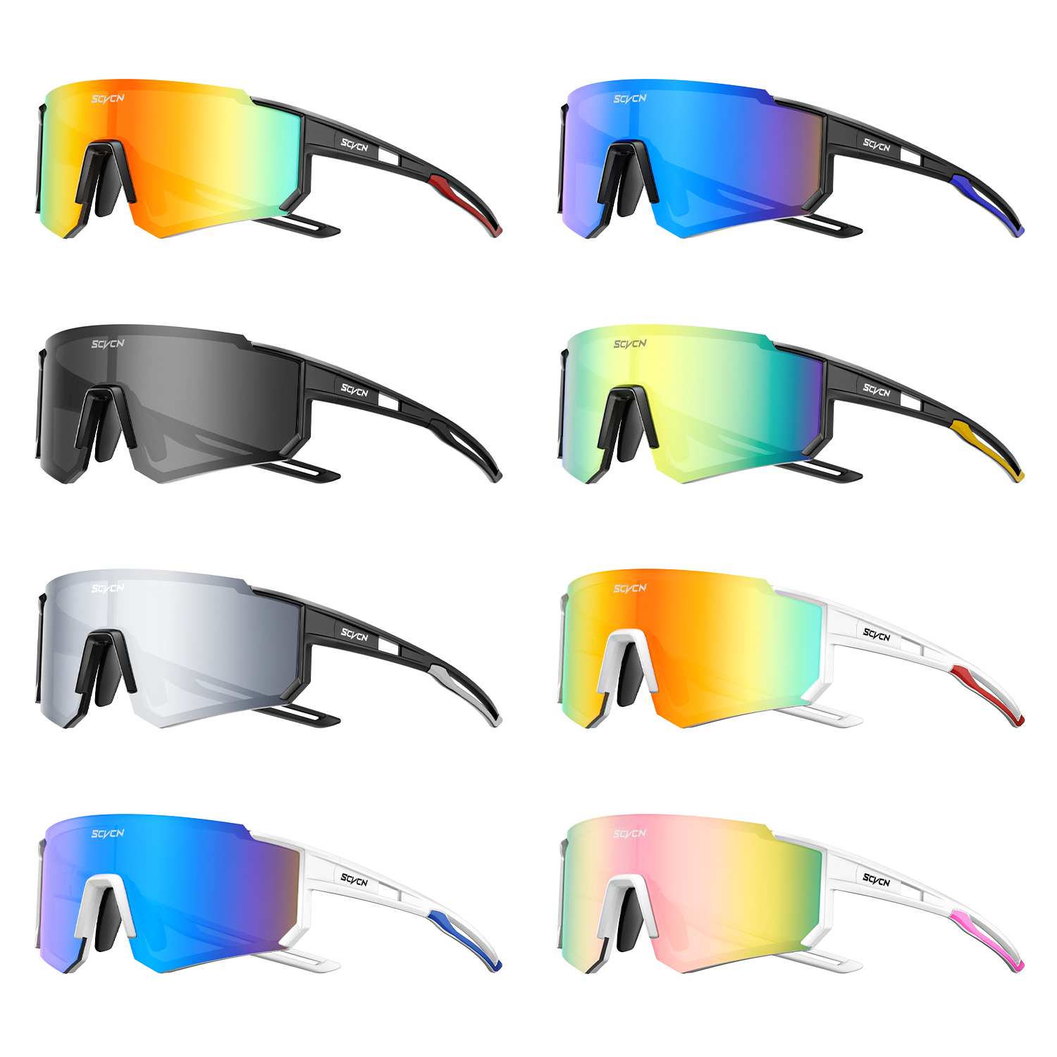 Mountain Biking Glasses - 8PACKS SCVCN แว่นตากันแดดสำหรับปั่นจักรยานกลางแจ้ง MTB แว่นตาจักรยานกีฬาปีนเขาผู้ชายผู้หญิงจักรยานขี่จักรยาน UV400