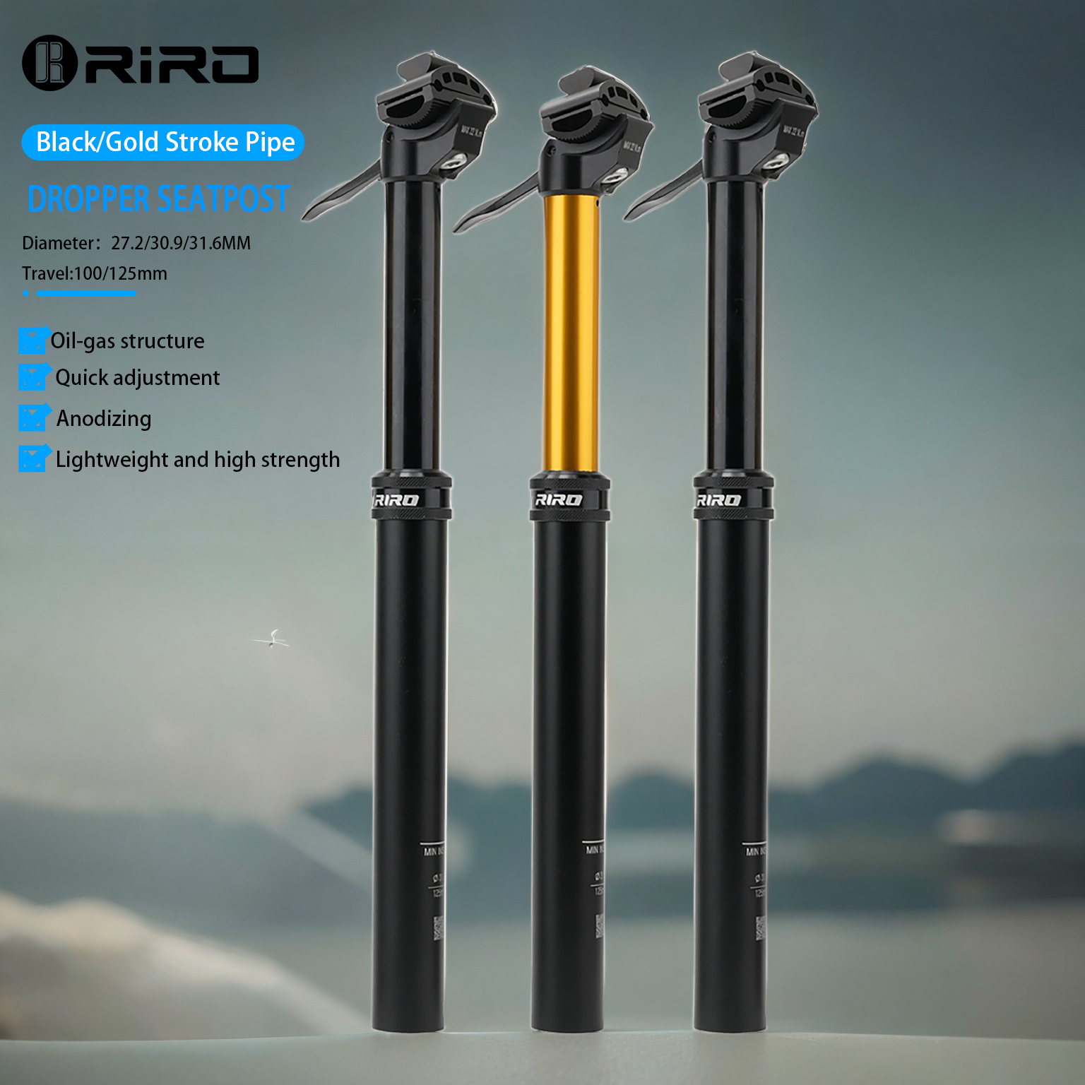 Dropper Post Remote - หลักอานไฮดรอลิกแบบปรับระดับได้ RIRO SP1 สำหรับจักรยานเสือภูเขาและจักรยานถนน ขนาดเส้นผ่านศูนย์กลาง 27.2/30.9/31.6