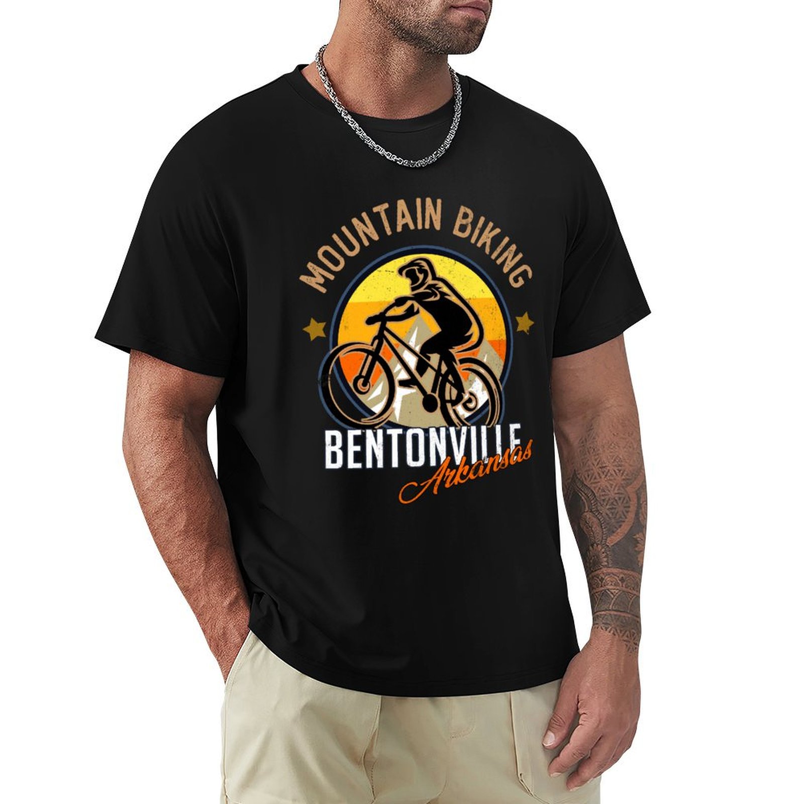 Mountain Biking Bentonville - เสื้อยืดปั่นจักรยานภูเขาเบนตันวิลล์ อาร์คันซอ ซึมซับเหงื่อ เสื้อกีฬา