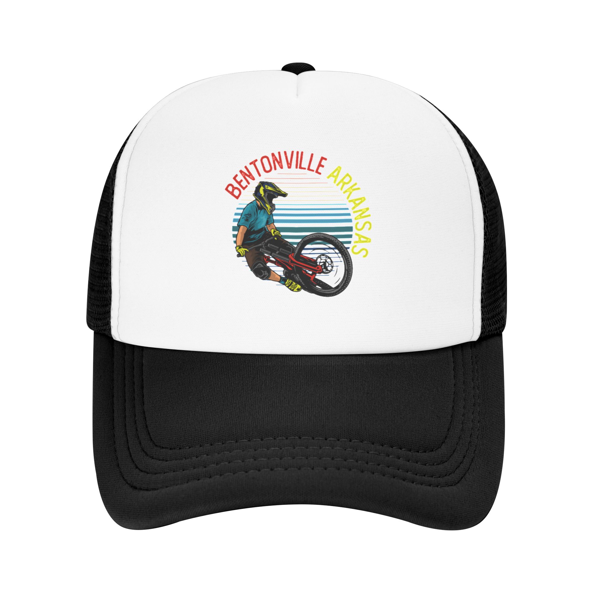 Mountain Biking Bentonville - แฟชั่นวินเทจ เรโทร เบนตันวิลล์ อาร์คันซอ หมวกเบสบอลตาข่ายสำหรับปั่นจักรยานเสือภูเขา หมวกผู้หญิงสุดหรูสำหรับการเดินทางในชีวิตประจำวัน