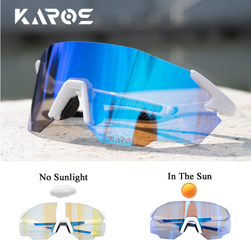 Mountain Biking Glasses - แว่นตาปั่นจักรยาน KAROS แบบเปลี่ยนสีอัตโนมัติ สำหรับจักรยานเสือภูเขาและจักรยานถนน แว่นตากีฬากลางแจ้งสำหรับผู้ชายและผู้หญิง เลนส์ปรับได้สำหรับจักรยาน