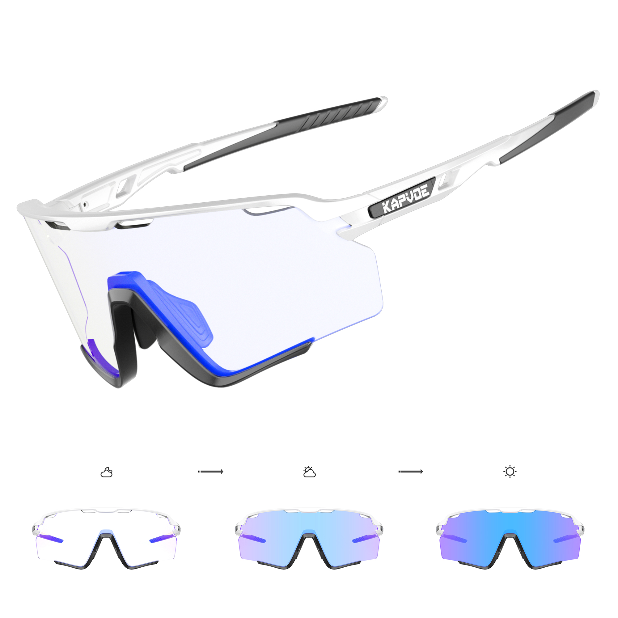 Mountain Biking Glasses - KAPOVE ใหม่ Photochromic กลางแจ้งจักรยานกีฬา MTB ขี่จักรยานแว่นตากันแดด